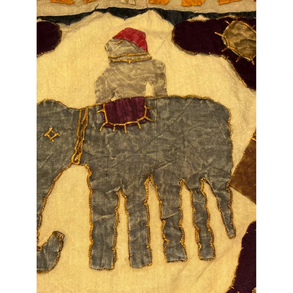 Home made Pillow Cover 16x16 Multi Color Elephant Patchwork Folk Art Decor
